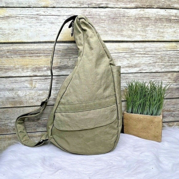 AmeriBag Brown Nylon Fabric Large CrossBody Sling Shoulder Bag